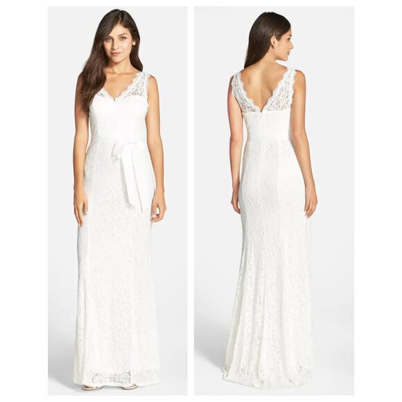 ADRIANNA PAPELL Sleeveless Lace Overlay Illusion Gown Size US/14 - Picture 11 of 11